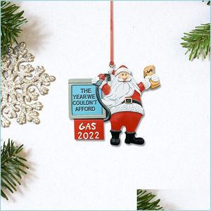 Decorações de Natal Gás 2022 Papai Noel CLAUS Decoração de árvore de natal Resina Gasolina Sign Room Decoração Ornamentos pendentes de entrega rápida dhwir