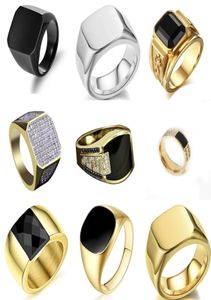 Biker Punk Style Collection Gold Band Breedte Signet Square Finger Rings For Men Party Wedding Sieraden Hele 4172424
