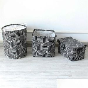 Storage Baskets Newest Square Basket Simple Geometric Clothing Receiving Box Home Foldable Cleaning Laundry 13 5Mz Ww Drop D Dhgarden Dhvvh