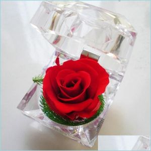 Other Festive Party Supplies Acrylic Rose Ring Box Romantic Immortal Preserved Fresh Flower Wedding Propose Engagement Valentine D Dhcbs