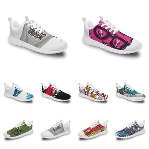 Homens Menino Mulheres Custom Sports Sapatos Anime Cartoon Design Animal Diy Palavra preta branca azul vermelho Colorido ao ar livre Mens treinador 172