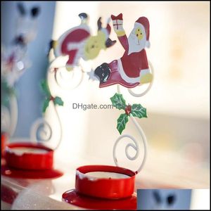 Party Decoration 3 Styles Cute Candle Holders Alloy Anta Claus Snowman Deerlet Candlesticks Coloured Ding Candelabrum Ornament Of Ch Dhmya