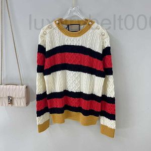 Women's Sweaters designer G Autumn round neck long sleeve pullover double shoulder button stripe contrast knit V-neck cardigan loose and simple women's dress FKK3