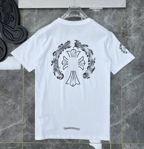 Marka Erkek Lüks T Shirt Ch Moda Erkek Kadın Çift Sanskrit Mektup T-Shirt At Nalı Çapraz Tasarımcı Tshirts Man Hip Hop kazak Yaz Klasik Tops Tees Gömlekler S72D