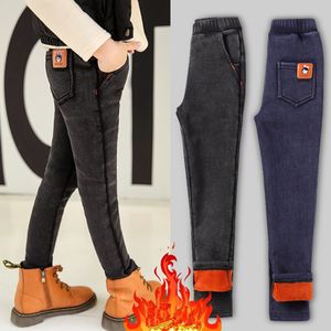 Hosen Winter Kinder Hosen Mädchen Warme Jeans Kinder Leggings Baby Kleidung Für 4 6 8 10 12 13 Jahre alt Kind Hohe Taille Dicke 221125