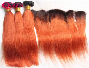 T1B 350 Straight Ombre Brazilian Virgin Human Hair Webs 3 B￼ndel mit 13 x 4 Ohr -Ohr -Spitzen -Frontalverschluss mit Baby Haar Bleac9258645