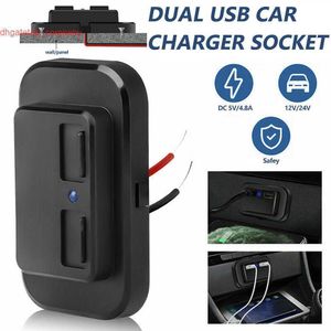 12V-24V 3.1A Car Fast Charging Auto Interior Parts Dual USB Charger Socket LED Indicator For RV Truck Vehicle Boat Accessories