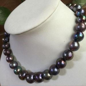 Chains Stunning Huge18"13-15mm Freshwater Round Black Red Multicolor Pearl Necklace 925silver