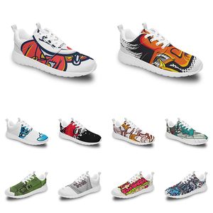 Homens Menino Sapatos Esportivos Personalizados Anime Cartoon Design de Animal Diy Palavra Preto Branco Azul Vermelho Treinador de Mens ao ar livre colorido 161