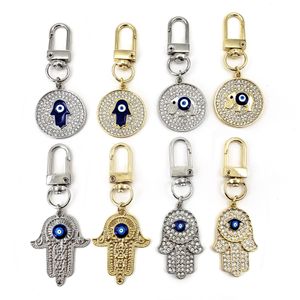 Fashion Devil's Eye Keychain Diamond Set Jewelry Bag Car Blue Evil Eyes Portachiavi Fatima's Hand Car Key Ring Gift