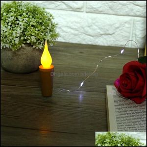 Decorazione per feste 10/20 Led Tappo per bottiglia Luce a forma di candela a forma di candela Lampada decorativa in filo di rame Lanterne per feste per matrimoni Natale Dhfre