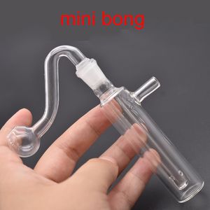 Partihandel mini klar 10 mm kvinnlig inline perc vatten dab rigg bong med glasoljebrännare skål och silikonslang