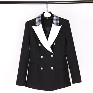 Women's Suits & Blazers high quality new black and white stitching Slim temperament metal button decoration commuter OFFICIAL WEAR TO WORK BS150