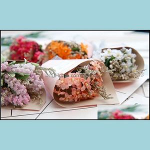 Decorative Flowers Wreaths Mti Colors Natural Bouquet Wedding Valentines Day Gift Simation Flower Mini Dried Flowers Souvenir Wish Dh4Tl