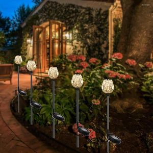 PCS Crystal Flower Lawn Stake Lamps LED Solar Light Waterproof Outdoor Lighting Decoration for Garden Courtyard Pathway Patio