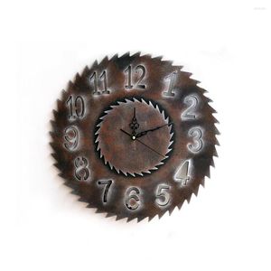 Relógios de parede 40 cm European Retro Retro Vintage Handmade 3D Equipamento decorativo Decor de madeira numeral de madeira
