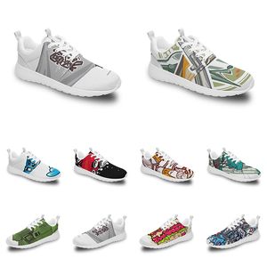 Homens Menino Mulheres Custom Sports Sapatos Anime Cartoon Design Animal Diy Palavra preta branca azul vermelho Colorido ao ar livre Mens treinador 244