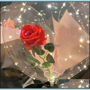 Party Decoration 2021 Valentines Day Led Balloons Decoration Lights Luminous Bobo Ball Balloon Flashing Light Rose Bouquet Lover Gif Dhmtb
