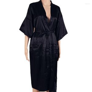 Marca de roupas de dormir masculina Black Men Men Silk Long Kimono Robe Vestio Sólido Color Sólida Verão Casual Casual Casual Roupas de novidade confortáveis