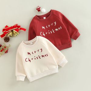 풀오버 0817 Lioraitiin Kids Boys 여자 크리스마스 스웨트 셔츠 편지 인쇄 라운드 목 긴 소매 풀오스 스프링 가을 탑 221125