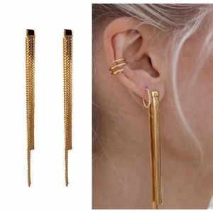 Stud Earrings Fashion Heavy Gold Plated Snake Chain Tassel Long Earring For Women No Cubic Zirconia Stone Ins Simple Cool Jewelry
