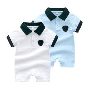 Newborn Baby Romper 2023 Summer New Style Short Sleeve Turn-down 100% Cotton Kids Boys Girls Clothing Baby Jumpsuits