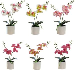 Kwiaty dekoracyjne sztuczny orchidea kwiat bonsai z wazonem fałszywe układ doniczkowy biały phalaenopsis do stolika dekoracyjnego biura domowego
