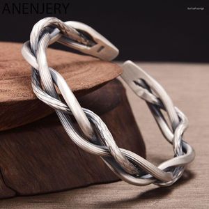 Armreif ANENJERY Silber Farbe Geflochtene Twist Armbänder Armreifen Für Frauen Retro Koreanischen Mode Männer Schmuck