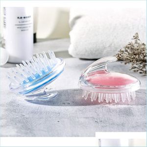 クリーニングブラシSile Shampoo Brush Scalp Mas Hair Washing Comb Shower Body Bath Brushes Scrubbers 3 Color