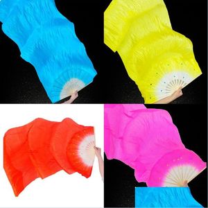 Party Favor 1,8m Handwork Colorf Long Veil Silk Fan Women Perform Belly Dance Stage Show Chinese Traditionella bambuskinnor 8ZL HH D DHANT