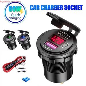 Car PD Type C USB Car Charger Switch QC 3.0 Quick Charger Waterproof 36W Charger Power Delivery Voltmeter for Motorcycle Marine Boat