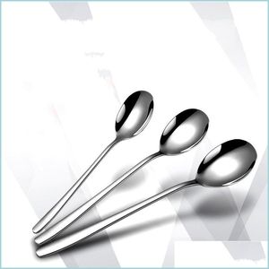 Colheres 304 Aço inoxidável Dinnerware Sopa Sopa Cadeiro chá de chá de sobremesa Longa alça longa Spoons Acessórios de cozinha Ferramentas de barra 75 m2 dhw71