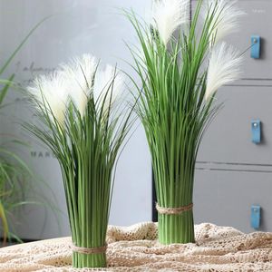 Flores decorativas 60 cm de 5 cm de casamento grande plantas artificiais tropicais falsos jastia verde grama grama de seda railrush para decoração