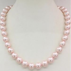 Mode smycken rosa skal pärla 12mm halsband kvinnor 18 tum
