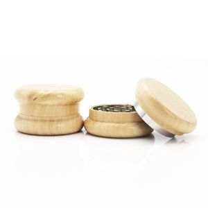 Wood Grinders Smoking Herb Tobacco Spice Grinder Drum Type 55mm 2 Parts Woods&Metal Cigarette Utensil