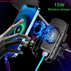 Car Motorcycle Phone Holders 15W Qi Wireless Chargers USB-C 20W Quick Charging Port Handlebar Mirror Holder For 4-7.9-inch Phone