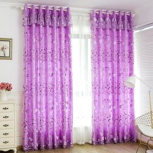 Vorhang aus Tüll, doppellagig, Polyester, mit Blumenmuster, transparent, für Wohnzimmer, Schlafzimmer, Fenster, Dekoration, 100–200/250 cm