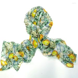 Scarves 2022 Soft Lemon Fruit Pattern Shawls Beautiful Head Leaves Scarf Wrap Hijab