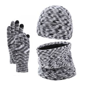 Casual Winter Warm Velvet Hat Scarf Gloves Set For Men Women Outdoor Riding Hat Beanies Neck Protection Cap 3pcs/set