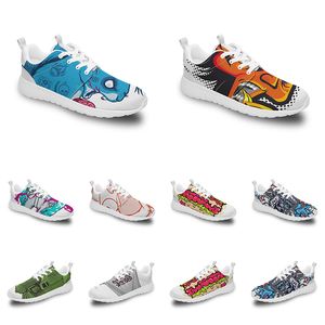 Homens Menino Mulheres Custom Sports Sapatos Anime Cartoon Design Animal Diy Palavra preta branca azul vermelho Colorido ao ar livre Mens treinador 232