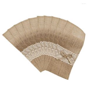 TABELA MATS 10PCS/conjunto de talheres de renda de juta Forek e suportes de faca para festas de casamento restaurante de restaurante cafeteria p15f