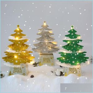 Weihnachtsdekorationen Weihnachtsbaum Tischdekoration liefert Mini-Desktop-Kartendekorationen Bäume mit Lichtern Neuheitsgeschenke 11Bq D3 Dhwsi