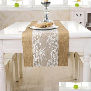 Table Runner Middle Lace Ribbon Table Runner Linen European Retro Decorate Tablecloth Party Home Kitchen Dining Supplies Fabric Fash Dhsm5