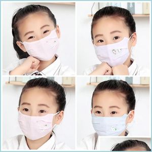 Designer-Masken Kinder-Mundmaske Er-Kaninchen-Drucke Elastische Ohrschnur Anti-Tröpfchen-Spritz-Gesichtsmasken Mascherine Staubdichtes Atemschutzgerät S Dhn2N