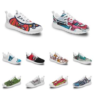 Homens Menino Sapatos Esportivos Personalizados Anime Cartoon Projeto de Animal Diy Palavra Preto Branco Azul Vermelho Treinador de Mens ao ar livre colorido 258