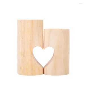 Candle Holders Creative Holder Home Desktop Decoration Arrangement Wooden Heart Shape Tea Light Ornaments Handmade Craft