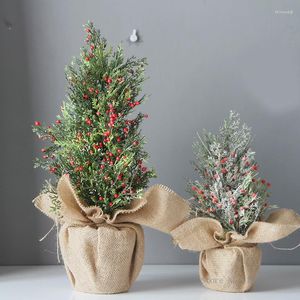 Weihnachtsdekorationen für den Schreibtisch, kleiner Baum, Heimdekoration, 30/45 cm, Simulation von Zypressen, roten Früchten in Pulverform