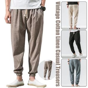 Calça masculina homens calças de hip-hop verão respirável linho de linho de ioga esportes sweets sweets de boyswear