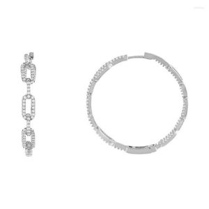 Hoopörhängen 2022 Classic Micro Pave CZ för kvinnor 5A Cubic Zirconia Rectangle Paper Clip Link Chain Earring