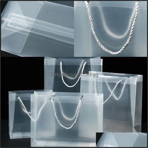 Gift Wrap Frosted PP Plastic Present Bag Waterproof Clear PVC Christmas Wrap Handbag Transparent Fashion Tote Packaging Sack 1 88GC G2 DHIVB